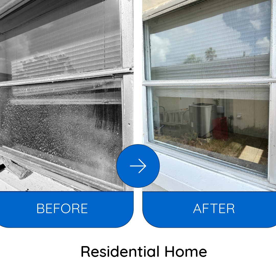Before and after window cleaning